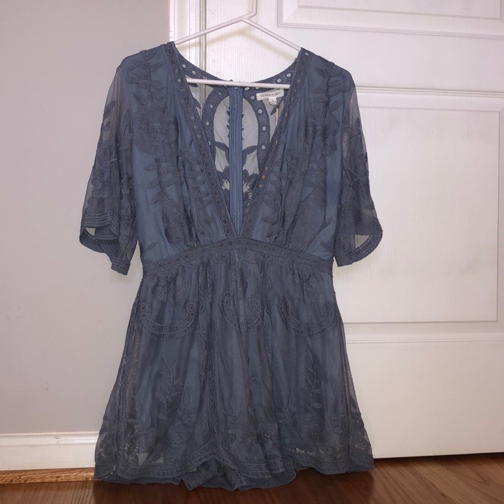 Blue lace romper